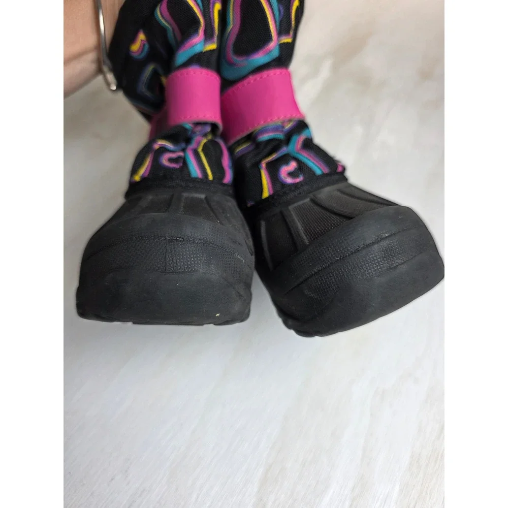 Thinsulate Insulated Snow Boots Toddler Size 9 Black Neon Hearts Y2K Winter